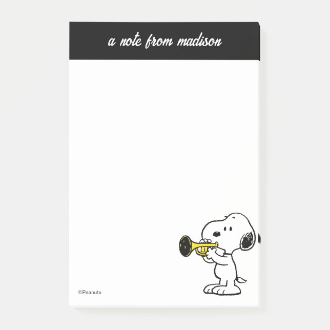 Jordnötter | Snoopy Trumpet Player Post-it Block (Framsida)