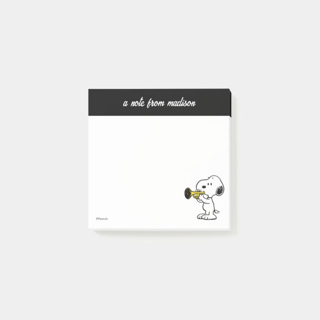 Jordnötter | Snoopy Trumpet Player Post-it Block (Framsida)