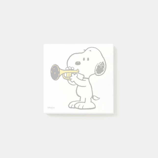 Jordnötter | Snoopy Trumpet Player Post-it Block (Framsida)