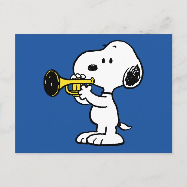 Jordnötter | Snoopy Trumpet Player Vykort (Framsida)