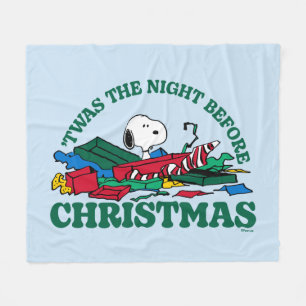 Jordnötter Snoopy 'Twas the Night Före jul Fleecefilt