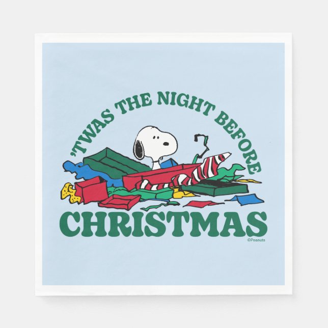 Jordnötter | Snoopy 'Twas the Night Före jul Pappersservett (Framsidan)