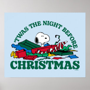 Jordnötter Snoopy 'Twas the Night Före jul Poster