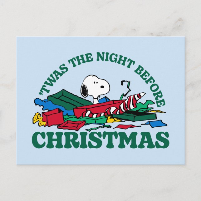 Jordnötter | Snoopy 'Twas the Night Före jul Vykort (Framsida)