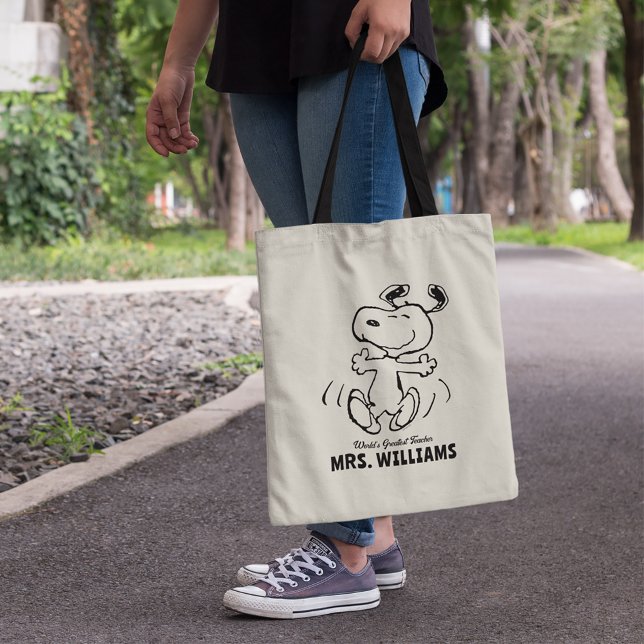Jordnötter | Snoopy Underbarare LärarPersonligen Tygkasse (Person carrying tote bag)