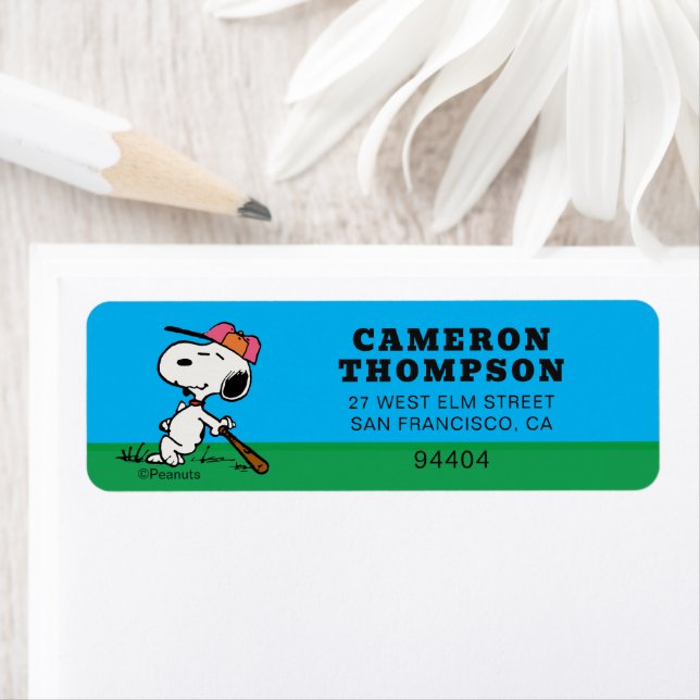Jordnötter | Snoopy vid Fladdermus Returadress Etikett (Insitu)
