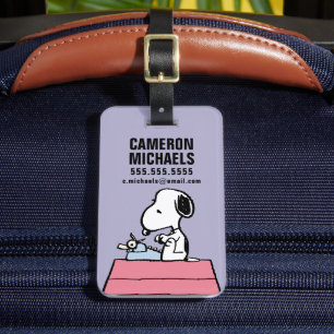 Jordnötter Snoopy vid Typewriter Bagagebricka