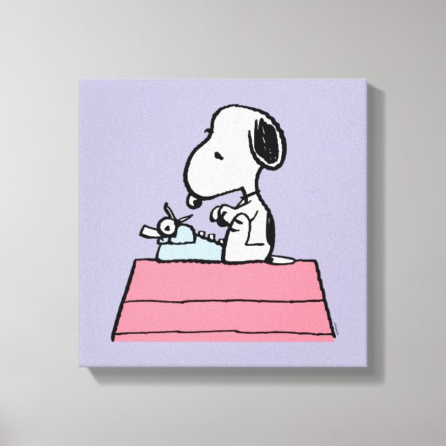 Jordnötter | Snoopy vid Typewriter Canvastryck (Framsida)