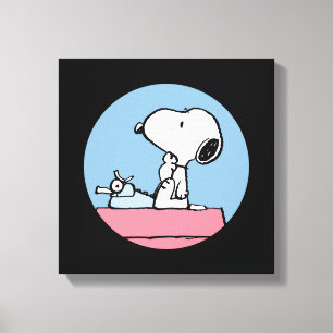 Jordnötter Snoopy vid Typewriter Canvastryck