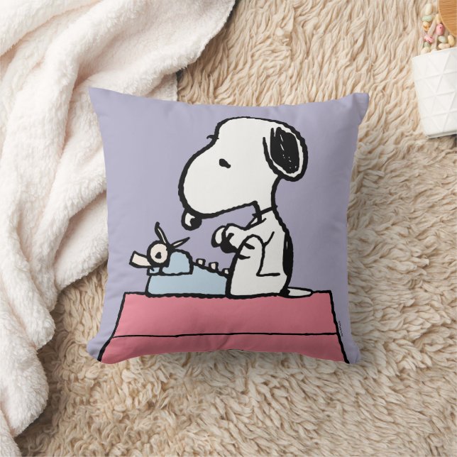 Jordnötter | Snoopy vid Typewriter Kudde (Filt)