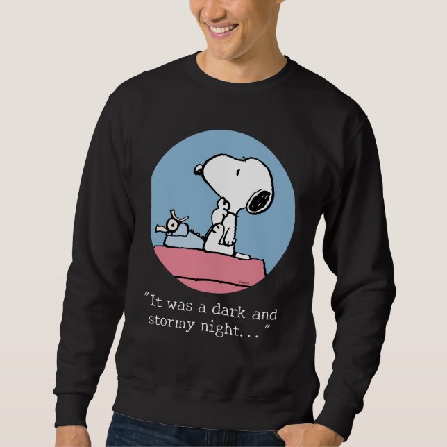 Jordnötter | Snoopy vid Typewriter Lång Ärmad Tröja (Framsida)
