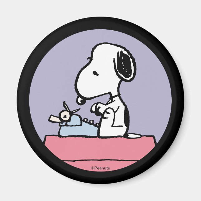 Jordnötter | Snoopy vid Typewriter Magnet (Framsidan)