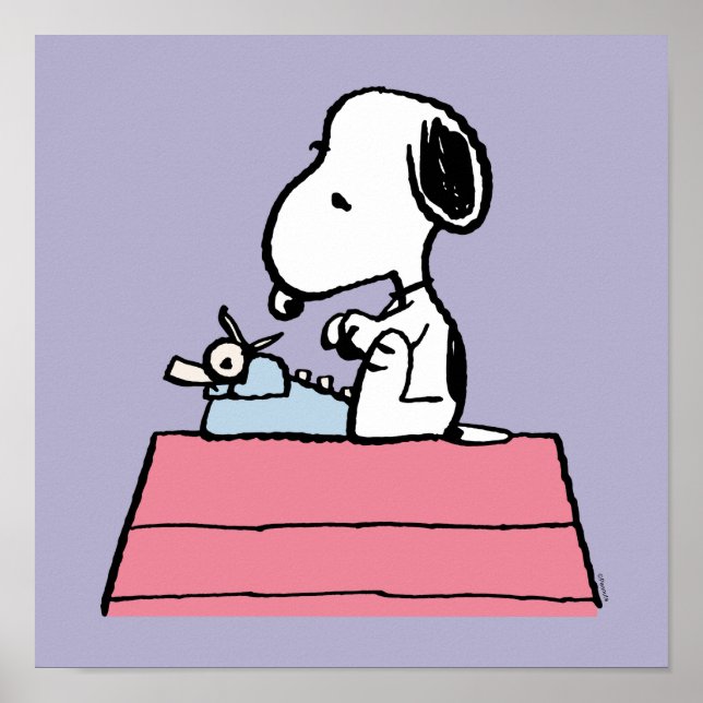 Jordnötter | Snoopy vid Typewriter Poster (Framsidan)