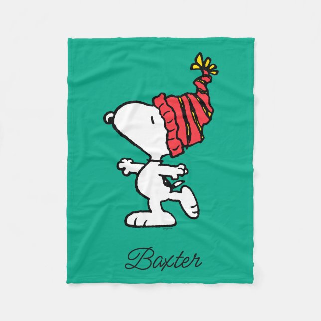 Jordnötter | Snoopy Winter Beanie Cap Fleecefilt (Framsidan)