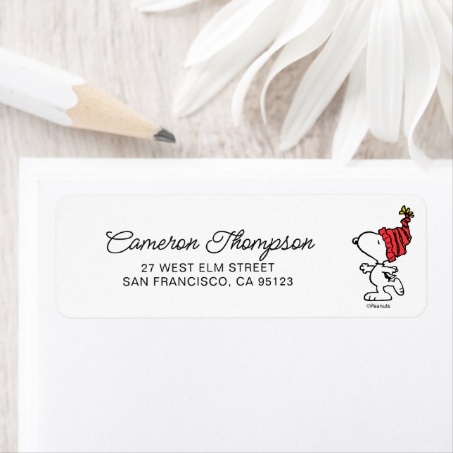 Jordnötter | Snoopy Winter Beanie Cap Returadress Etikett (Insitu)