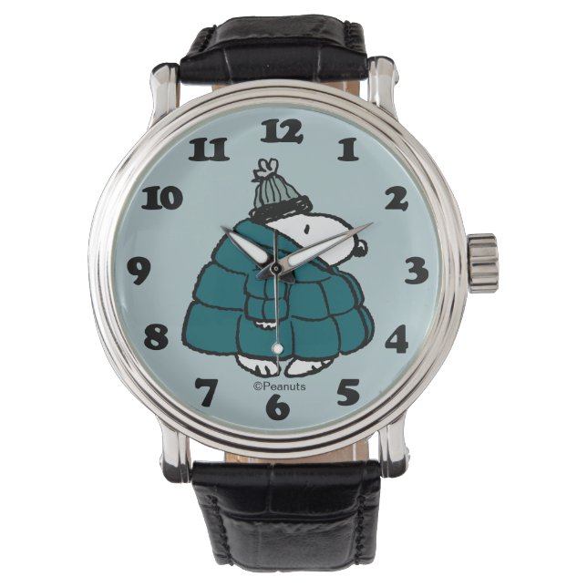 Jordnötter | Snoopy Winter Puffer Jacka Armbandsur (Framsida)