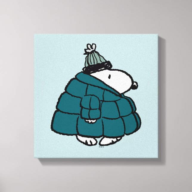 Jordnötter | Snoopy Winter Puffer Jacka Canvastryck (Framsida)