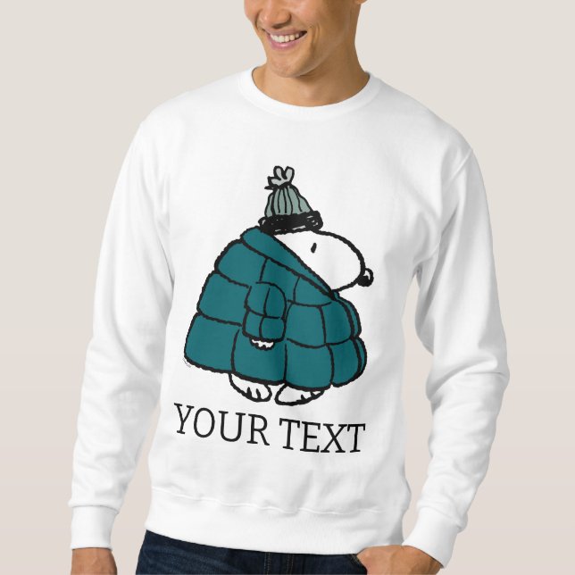 Jordnötter | Snoopy Winter Puffer Jacka Lång Ärmad Tröja (Framsida)