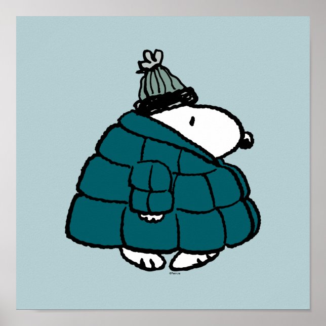 Jordnötter | Snoopy Winter Puffer Jacka Poster (Framsidan)