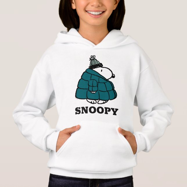 Jordnötter | Snoopy Winter Puffer Jacka T Shirt (Framsida)