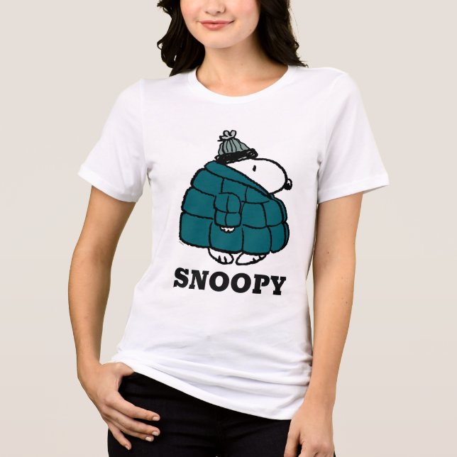 Jordnötter | Snoopy Winter Puffer Jacka T Shirt (Framsida)