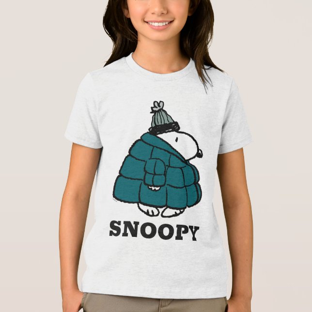 Jordnötter | Snoopy Winter Puffer Jacka T Shirt (Framsida)