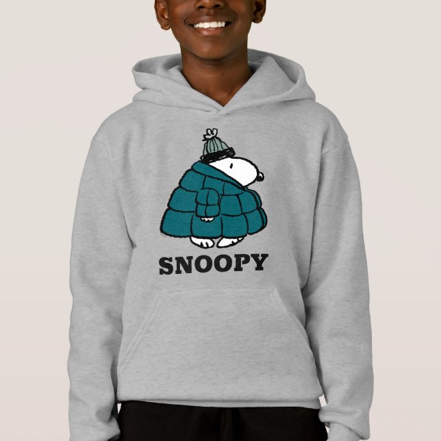 Jordnötter | Snoopy Winter Puffer Jacka T Shirt (Framsida)