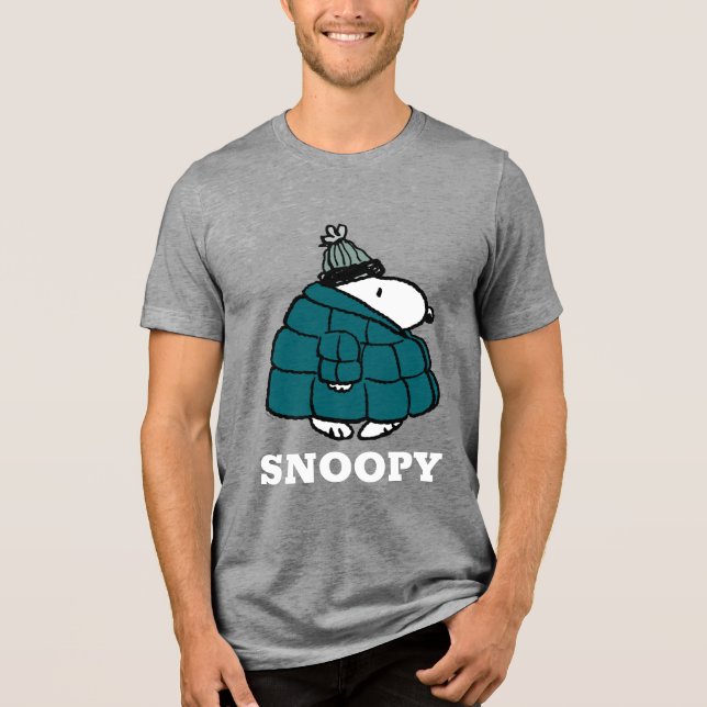 Jordnötter | Snoopy Winter Puffer Jacka T Shirt (Framsida)