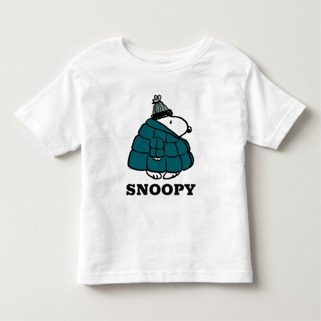 Jordnötter | Snoopy Winter Puffer Jacka T Shirt (Framsida)