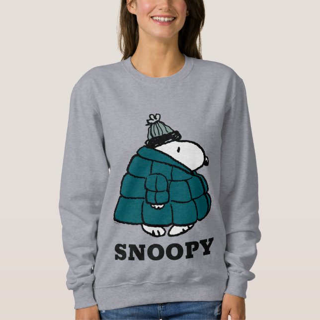 Jordnötter | Snoopy Winter Puffer Jacka T Shirt (Framsida)