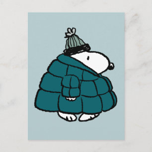 Jordnötter Snoopy Winter Puffer Jacka Vykort
