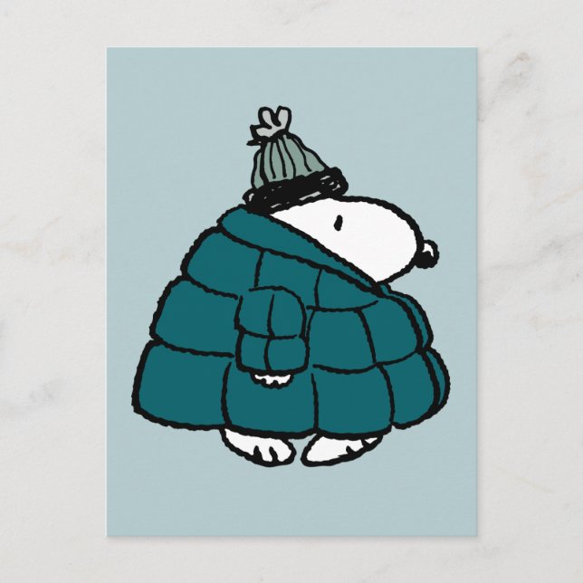 Jordnötter | Snoopy Winter Puffer Jacka Vykort (Framsida)