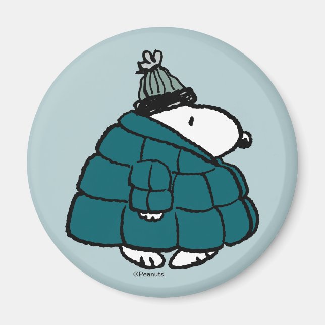 Jordnötter | Snoopy Winter Puffy Jacka Magnet (Framsidan)