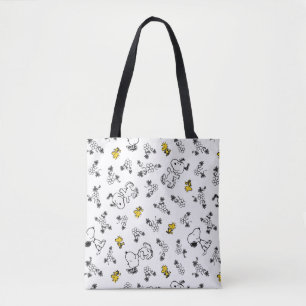 Jordnötter Snoopy & Woodstock B&W Flower Mönster Tygkasse