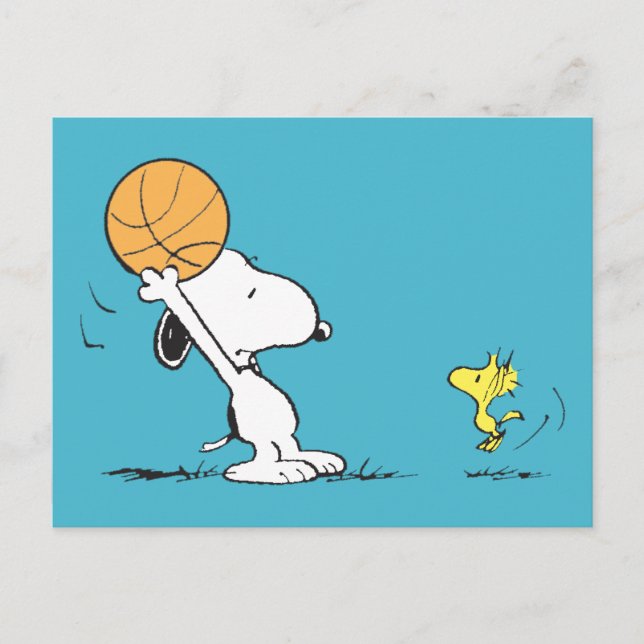 Jordnötter | Snoopy & Woodstock Basketball Vykort (Framsida)
