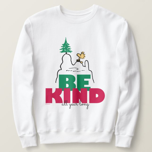 Jordnötter | Snoopy & Woodstock Be-sort Lång Ärmad Tröja (Design framsida)
