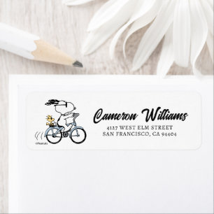 Jordnötter   Snoopy & Woodstock Bicycle Returadress Etikett