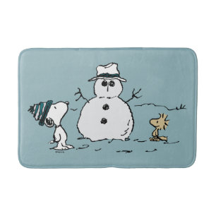 Jordnötter Snoopy & Woodstock Bygger A Snögubbe Badrumsmatta