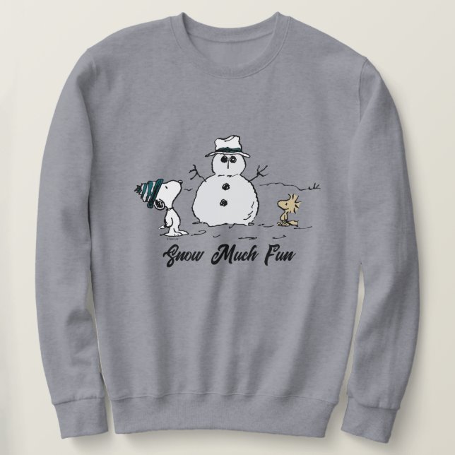 Jordnötter | Snoopy & Woodstock Bygger A Snögubbe Lång Ärmad Tröja (Design framsida)