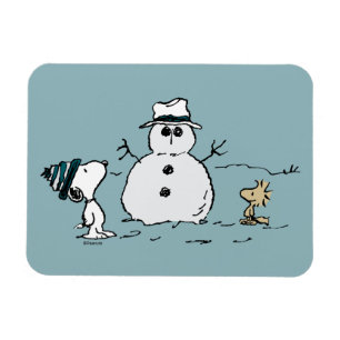 Jordnötter Snoopy & Woodstock Bygger A Snögubbe Magnet