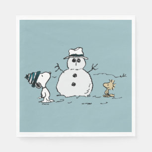 Jordnötter Snoopy & Woodstock Bygger A Snögubbe Pappersservett