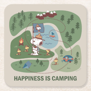 Jordnötter Snoopy & Woodstock Camp Karta Underlägg Papper Kvadrat