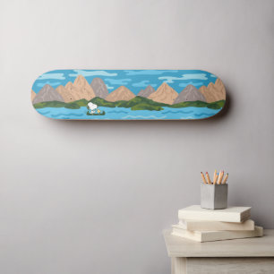 Jordnötter   Snoopy & Woodstock Canoe Ride Mönster Mini Skateboard Bräda 18,5 Cm