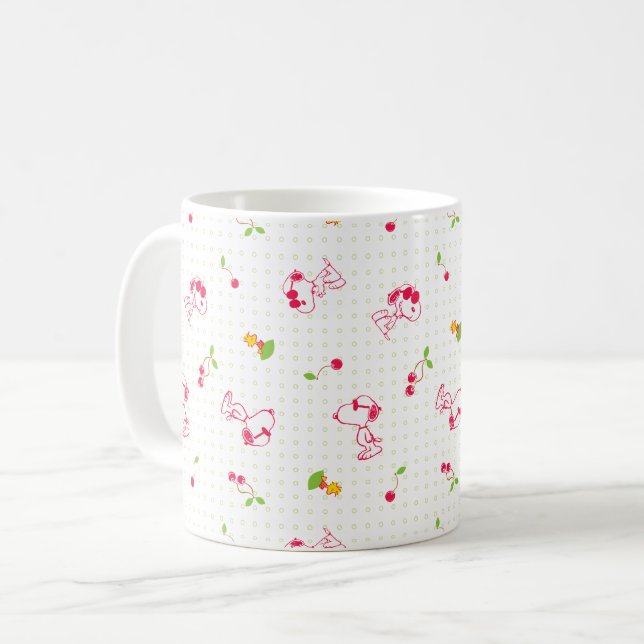 Jordnötter | Snoopy & Woodstock Cherry Mönster Kaffemugg (Framsida vänster)