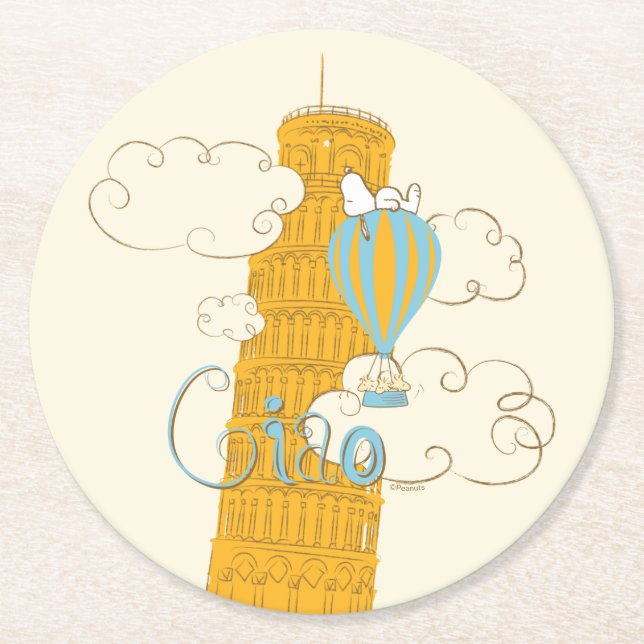 Jordnötter | Snoopy & Woodstock Ciao Underlägg Papper Rund (Framsidan)