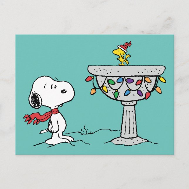 Jordnötter | Snoopy & Woodstock Decorated Bird Bat Helg Vykort (Framsida)