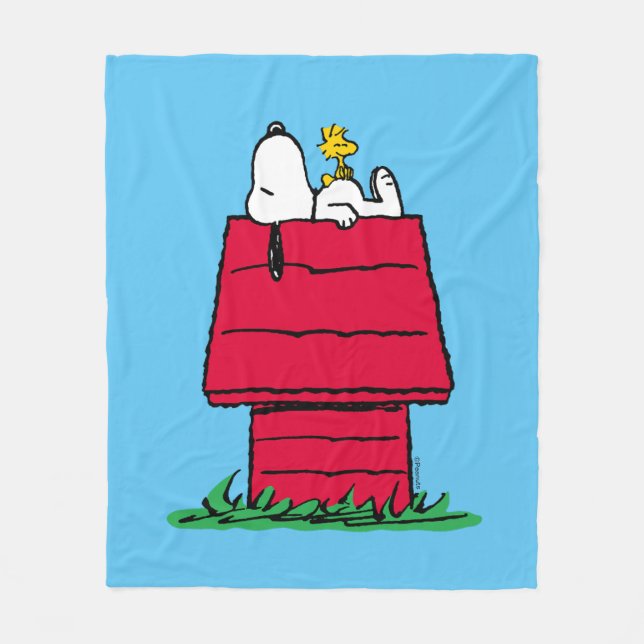 Jordnötter | Snoopy & Woodstock Doghouse Fleecefilt (Framsidan)