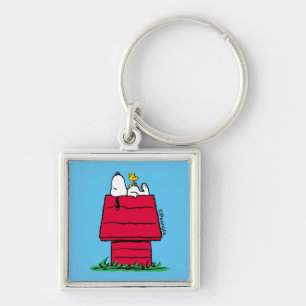 Jordnötter   Snoopy & Woodstock Doghouse Fyrkantig Silverfärgad Nyckelring