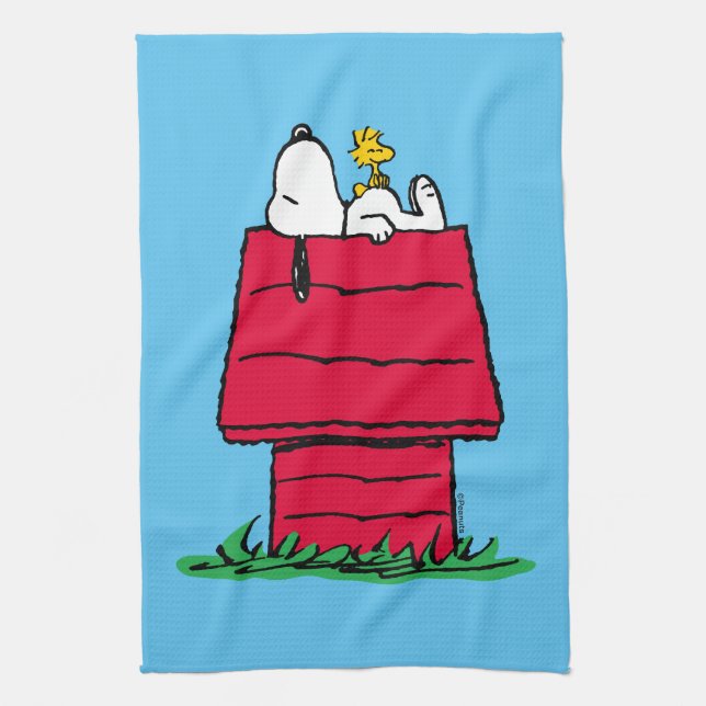Jordnötter | Snoopy & Woodstock Doghouse Kökshandduk (Vertikal)