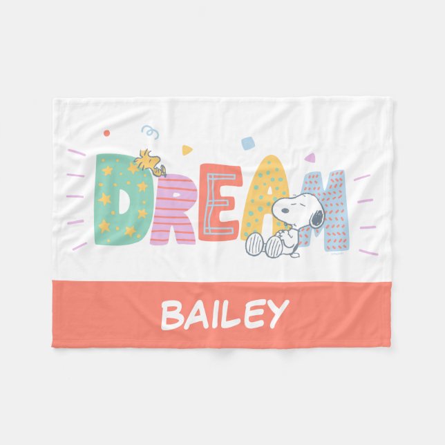 Jordnötter | Snoopy & Woodstock Dream Fleecefilt (Framsidan (Horisontell))